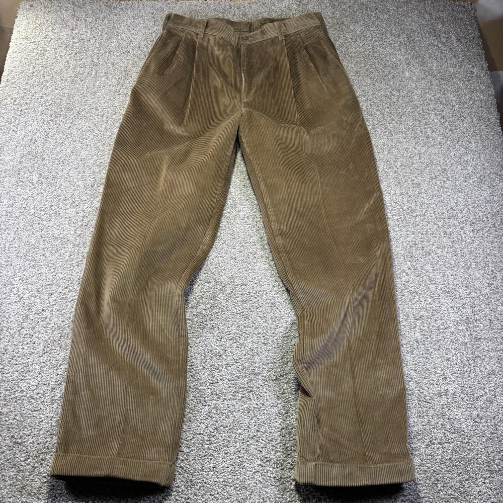 Jos. A. Bank Pants Mens 34x32 Brown Classic Fit Corduroy Pleated Dress Pockets